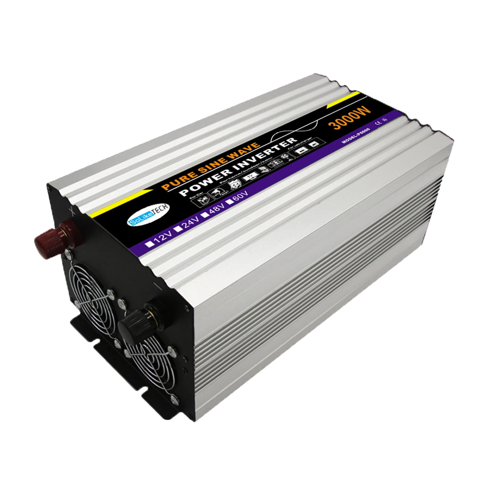 3000 واط عاكس الطاقة 12 فولت تيار مستمر إلى 220 فولت محول تيار متردد مع 2 منافذ تيار متردد شاشة LCD مزدوجة للثلاجة/مجففات الشعر/الغلايات