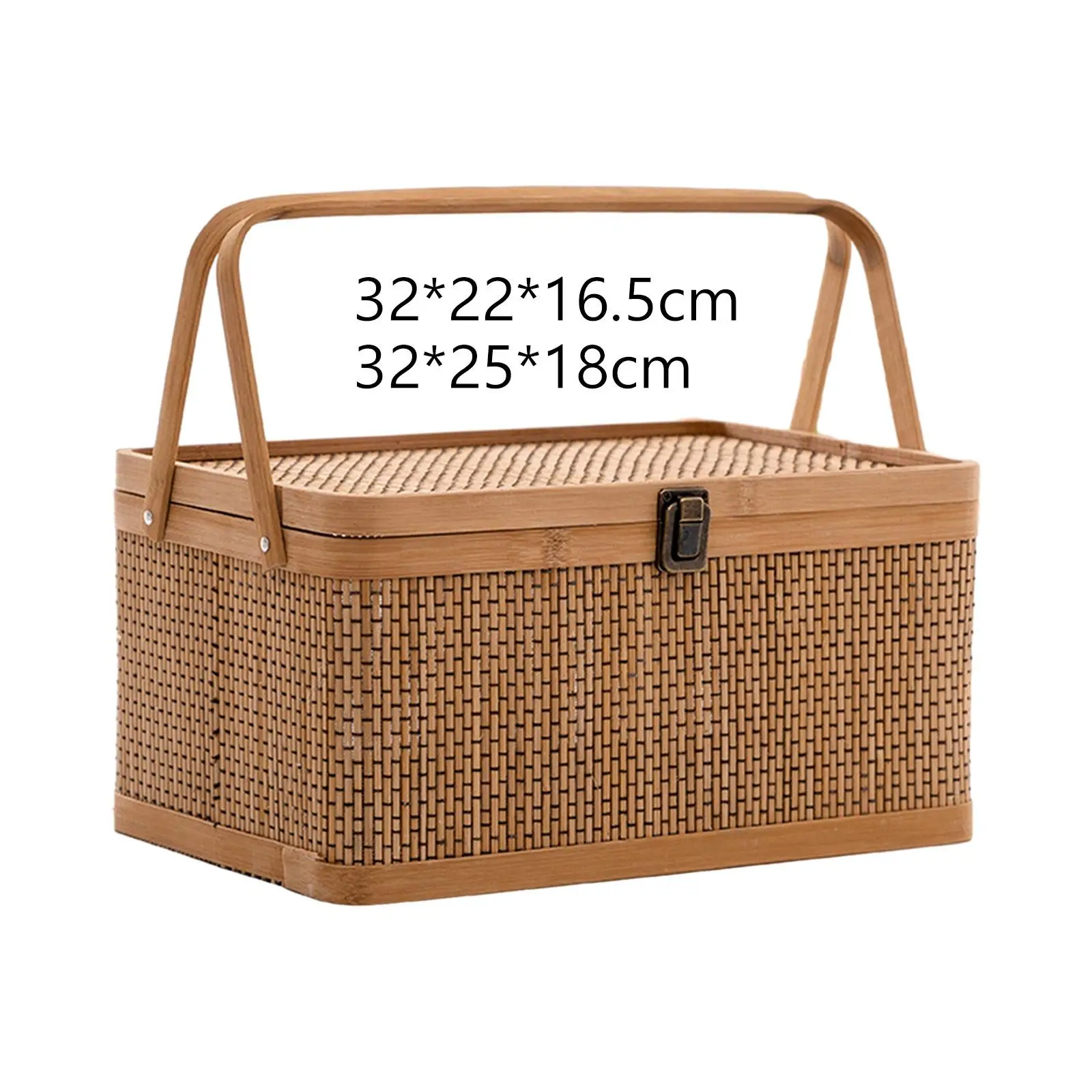 Moon Cake Basket Food Storage Basket Gift Basket Chinese Styles Lockable Lid Bamboo Basket Picnic Basket for Tea Picnic Lunch