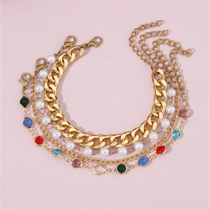 4pcs/set Sun-Kissed Summer Lariat Anklet – Sculptural Foot Chain with Cool Ins Edge for Everyday Glam.
