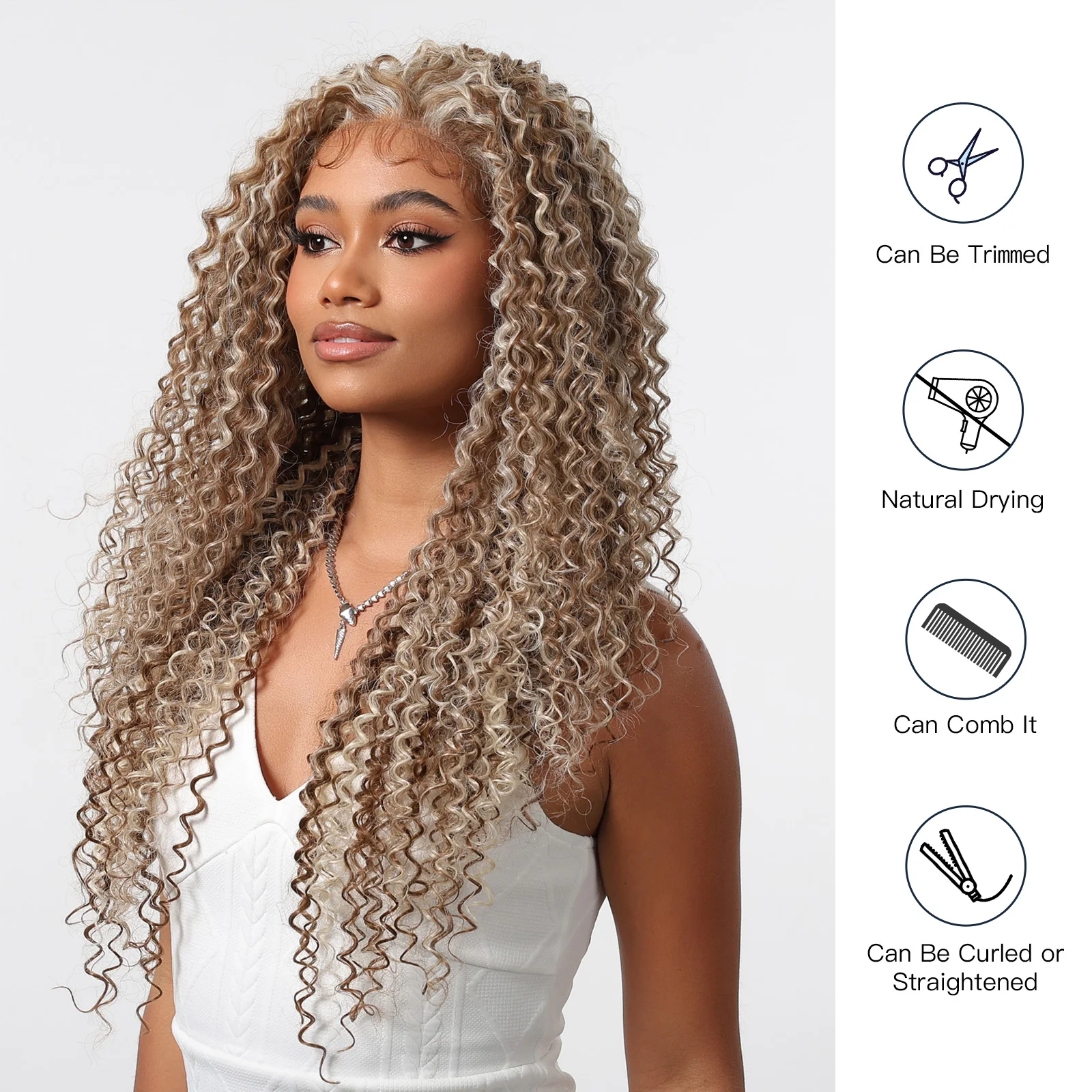 Long Kinky Curly Afro Lace Wigs with Baby Hair 13X6 Transparent Lace Frontal Wig Deep Curl Hair Blonde Brown Platinum Mixed Wigs