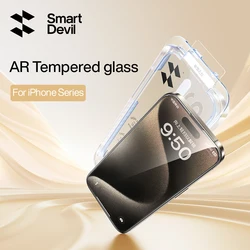 SmartDevil 1pc 2PCS Anti Reflection Screen Protector for iPhone 15 Pro Max 15 Plus 14 Tempered Glass Full Cover Clear Dust free