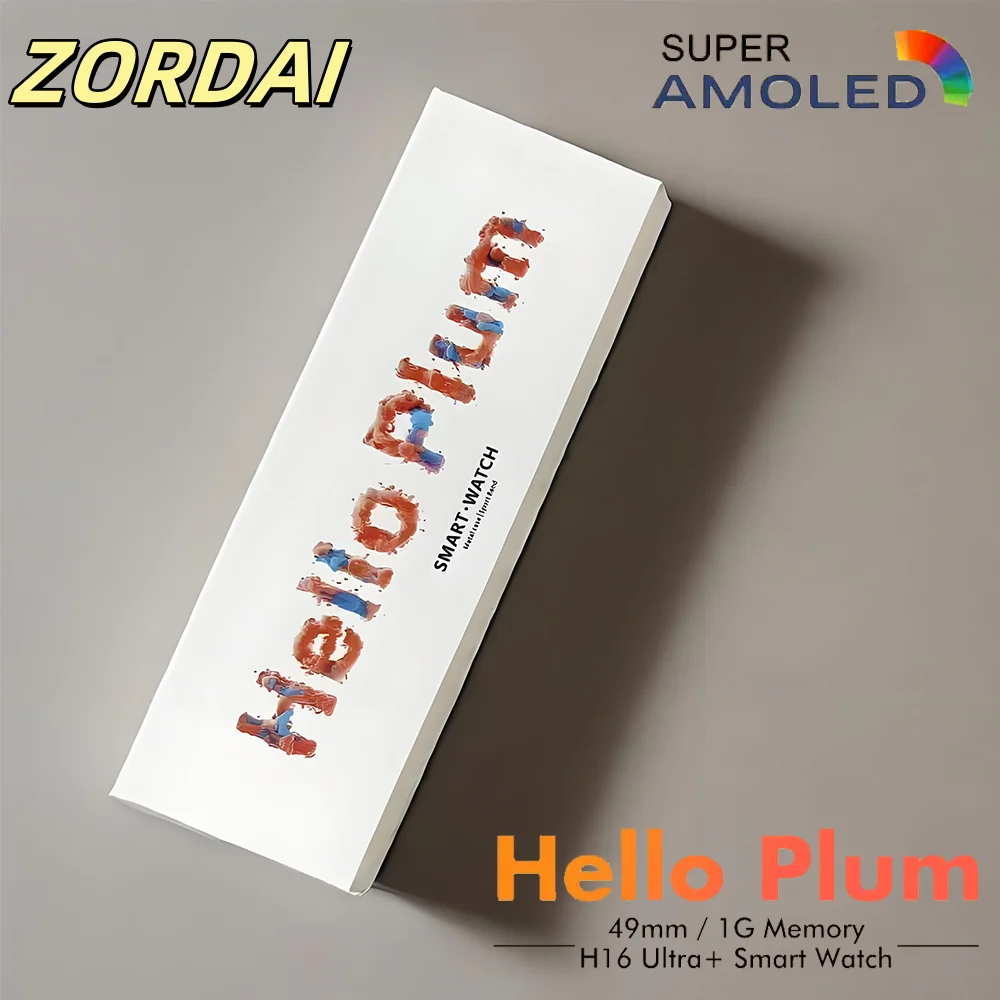 Zordai 헬로 플럼 스마트 워치 시리즈 10, 아몰레드 스크린, 4GB 음악 플레이어, 로컬 앨범, OLED H15 프로, 남성 스마트워치, 안드로이드 IOS용