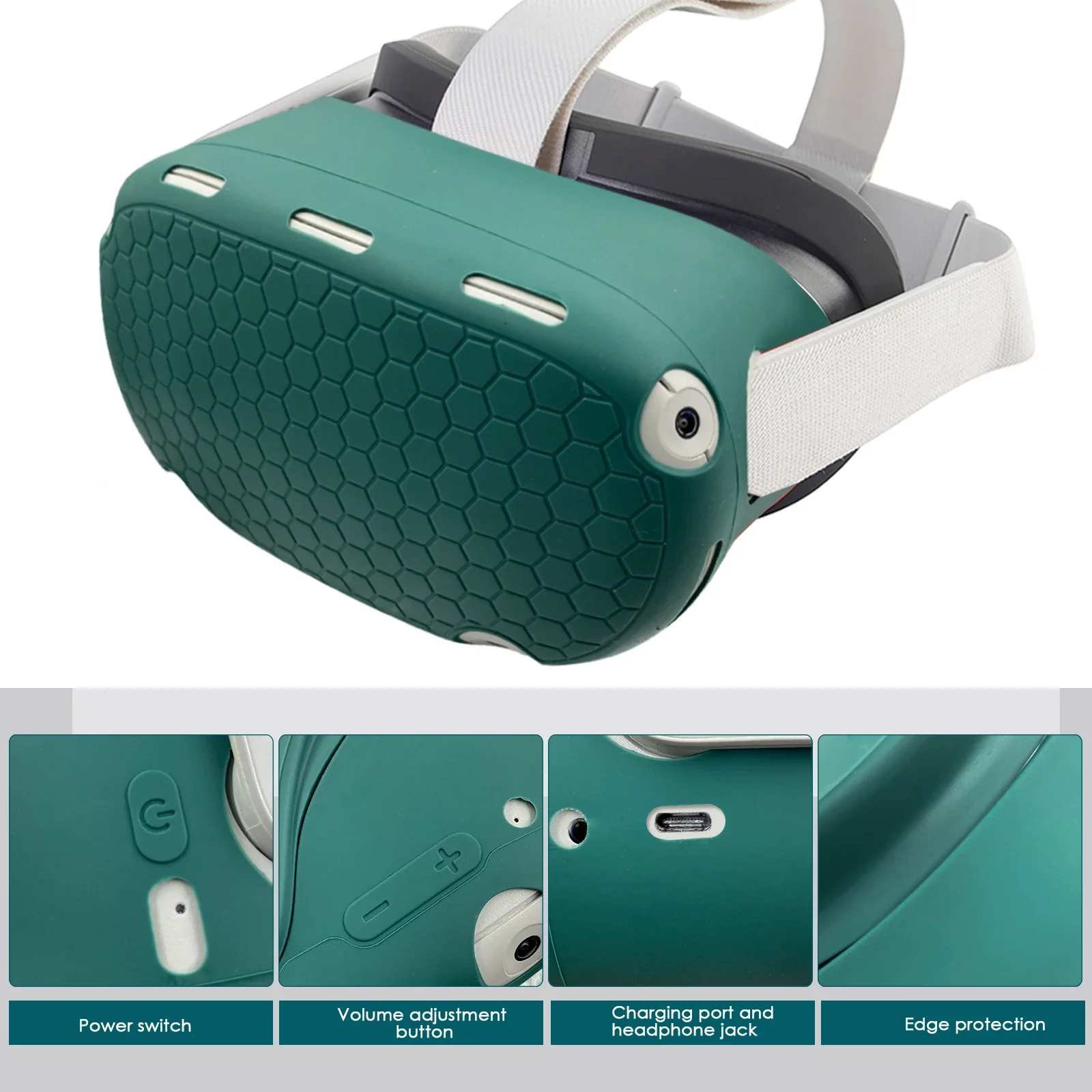 Ốp Bảo Vệ Vỏ Dành Cho Oculus Nhiệm Vụ 2 Cho Quest2 VR Tai Nghe Đầu Mặt Bao Da Mắt Miếng Lót Tay Cầm VR Phụ Kiện