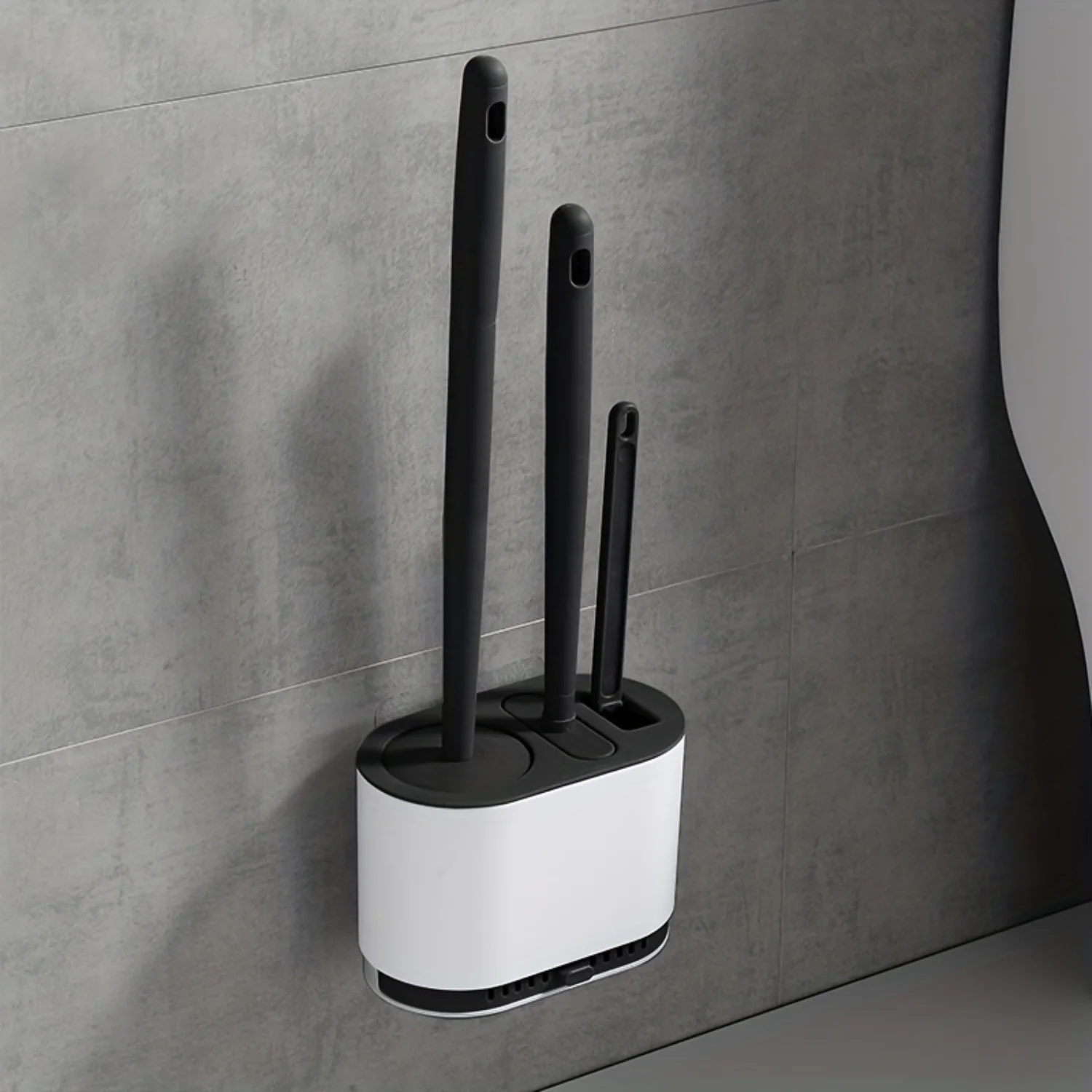 

No-Slip Silicone Toilet Brush Set with Long Handle and Soft Bristles for Easy and Quick Cleaning