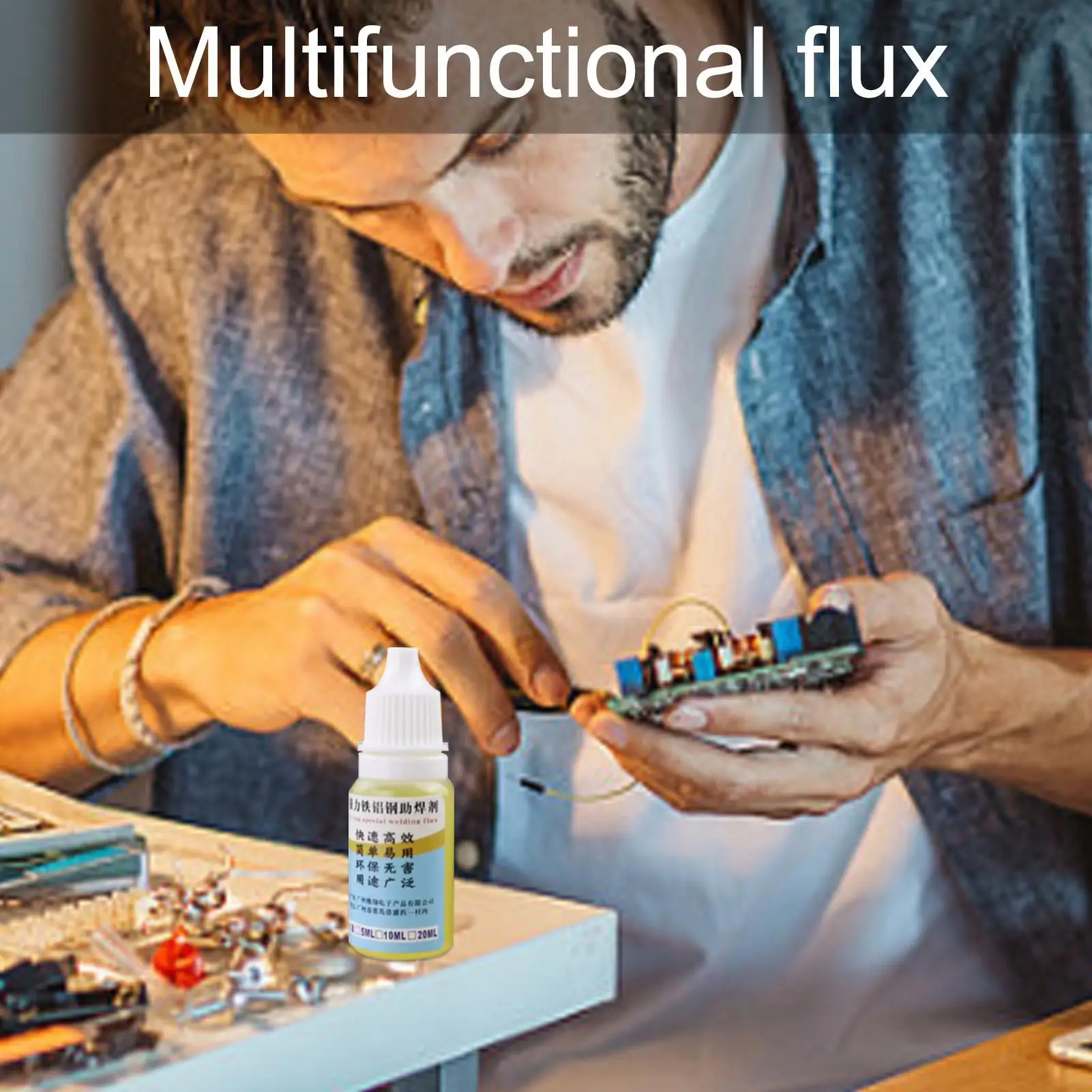 Aluminum Soldering Flux Liquid No Water Cleaning Multifunctional Metal Liquid Solder Flux for 18650 Battery Soldering Fluid Iron