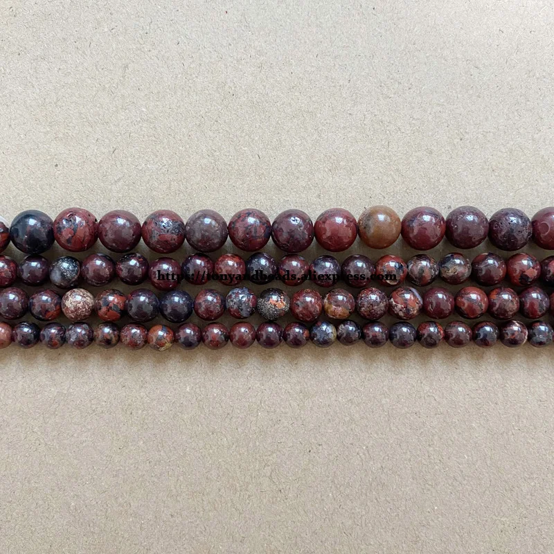 Natural Stone B Quality Defect Red Brecciated Jasper Round Loose Beads 15