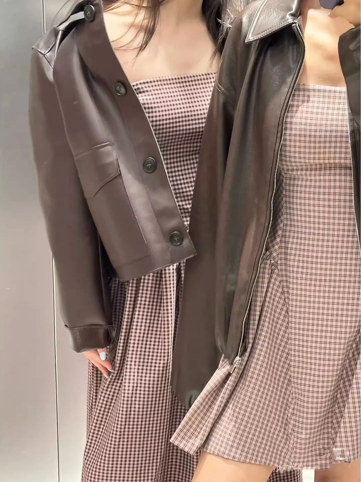 معطف نسائي ريترو Sle ort Jaet فضفاض مناسب من الجلد الصناعي بياقة مقلوبة وصل حديثًا لخريف 2025 ملابس خارجية للسيدات