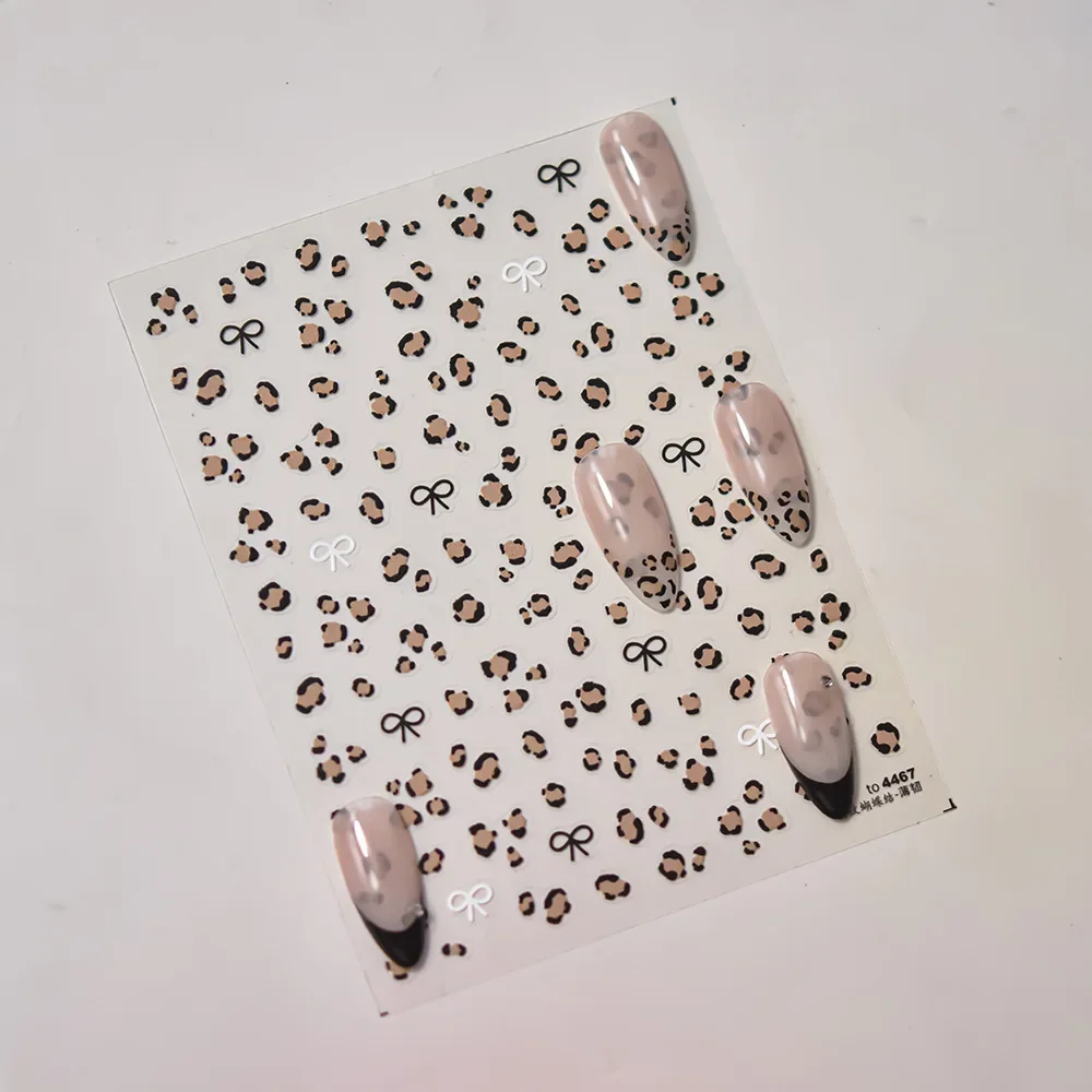 

Autumn Winter Leopard Print Bow Nail Art Stickers 3D Thin Tough Nail Sticker Cute Bow Self Adhesive Nails Decorations Decals DIY