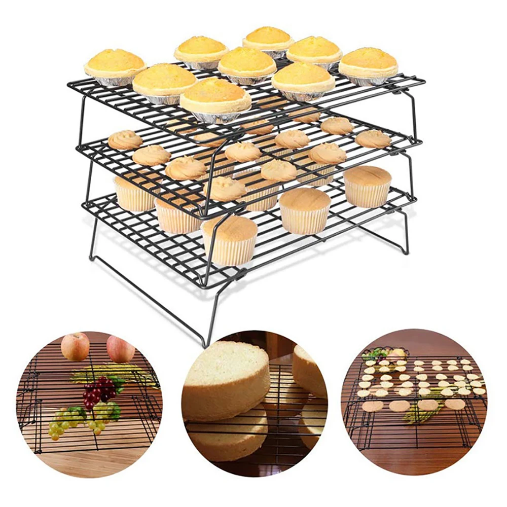 

3 Layers Stackable Cake Cooling Rack Cookie Frame Large Size Food Cooling Rack Net Mat Tray Kitchen Baking Tools Accessories