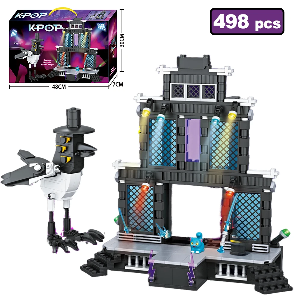 498PCS City Street Scene Series Model Building Blocks MOC Korean Pop Music Demon Magpie Grand Stage Assemble Toys Bricks Gifts