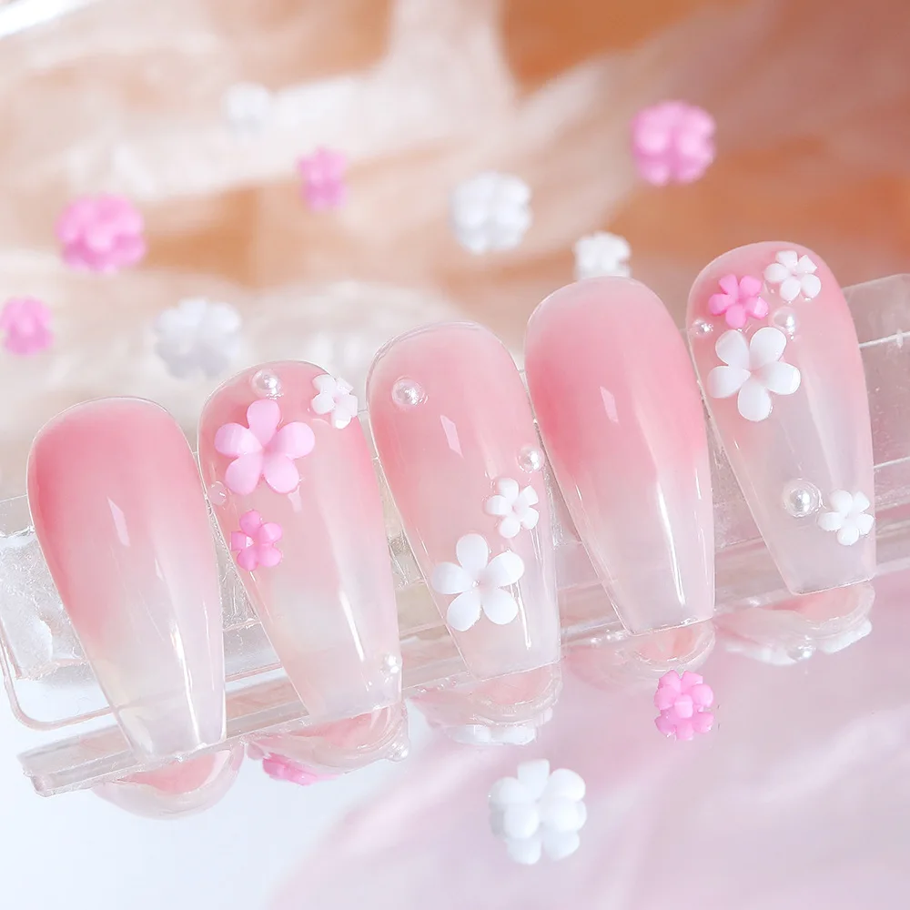 Pentapetal Flower Flower Nail Decorations DIY Nail Art Manicure Accessories Flower Nail Accessories Mixed Size Pink