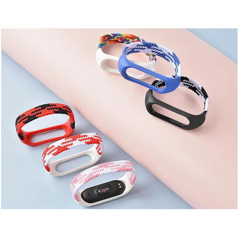 Braided Solo Loop for xiaomi Mi band 7 Watch Strap Nylon watchband NFC Bracelet smart Miband6 belt correa on Mi band 7 6 5 4 3 image 4