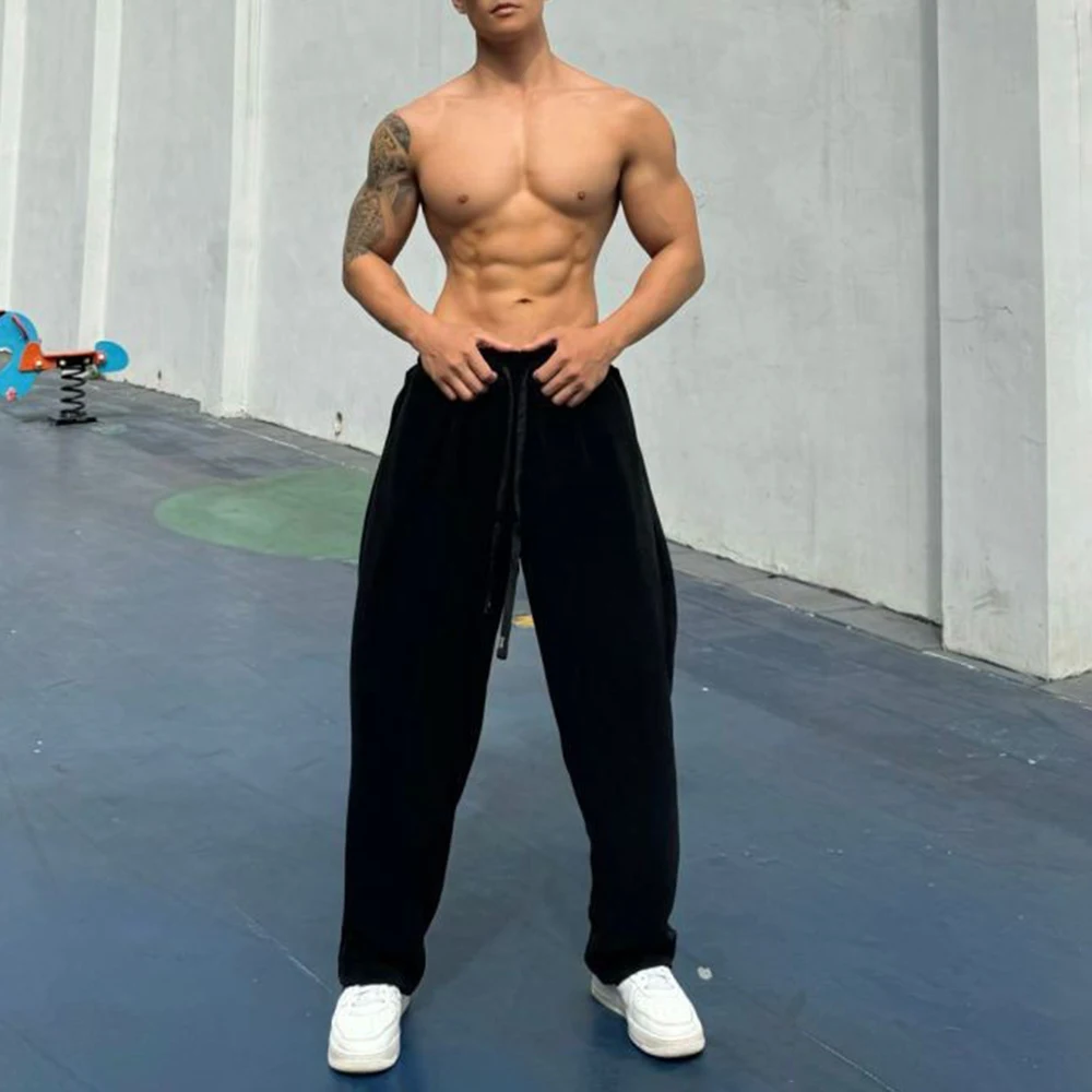 

Mens Fashion Trend Sports Fitness Loose Trousers Autumn And Winter New Leisure Outdoor Street Comfortable Y2k Fitness Pants Men