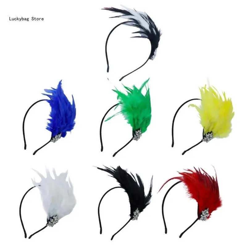 

Mardi Gras Feathered Headband for Party Cosplay Costume Accessories Flapper Hairband Carnivals Party Role Play Headdress