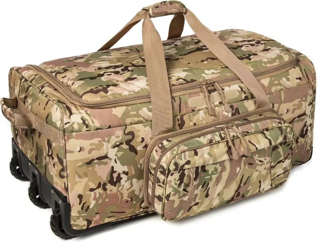 Large 120L Duffle Tactical Suitcase Mountain Land Outdoor Trolley with Wheel Sports Travel Luggage