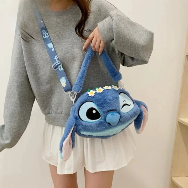 

New Disney Cartoon Stitch Plush Cartoon Backpack Girls Cute Ins Shoulder Messenger Bag Parent-Child Gift