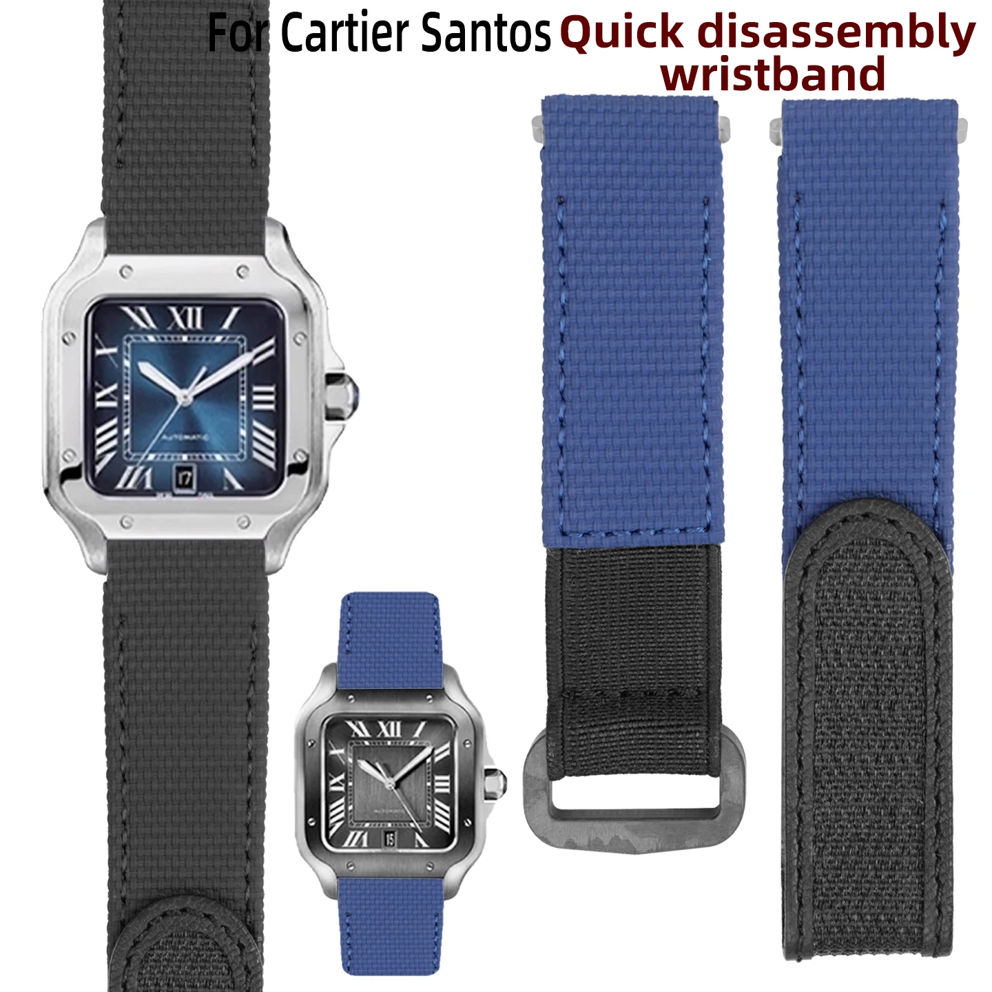 High quality FMK sports Genuine leather strap for Cartier Sandus quick release rubber waterproof strap SANTOS tape 1904 men 21mm