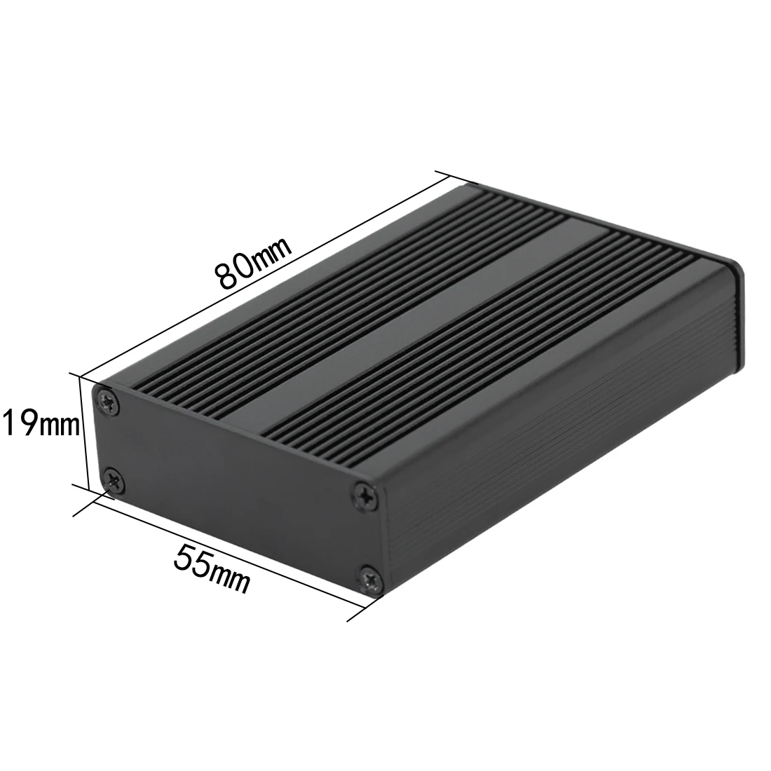 Kotak Proyek Listrik Penutup Aluminium Tipe Terintegrasi Cangkang PCB Hitam 55x19x80mm Kotak Distribusi Amplifier DIY