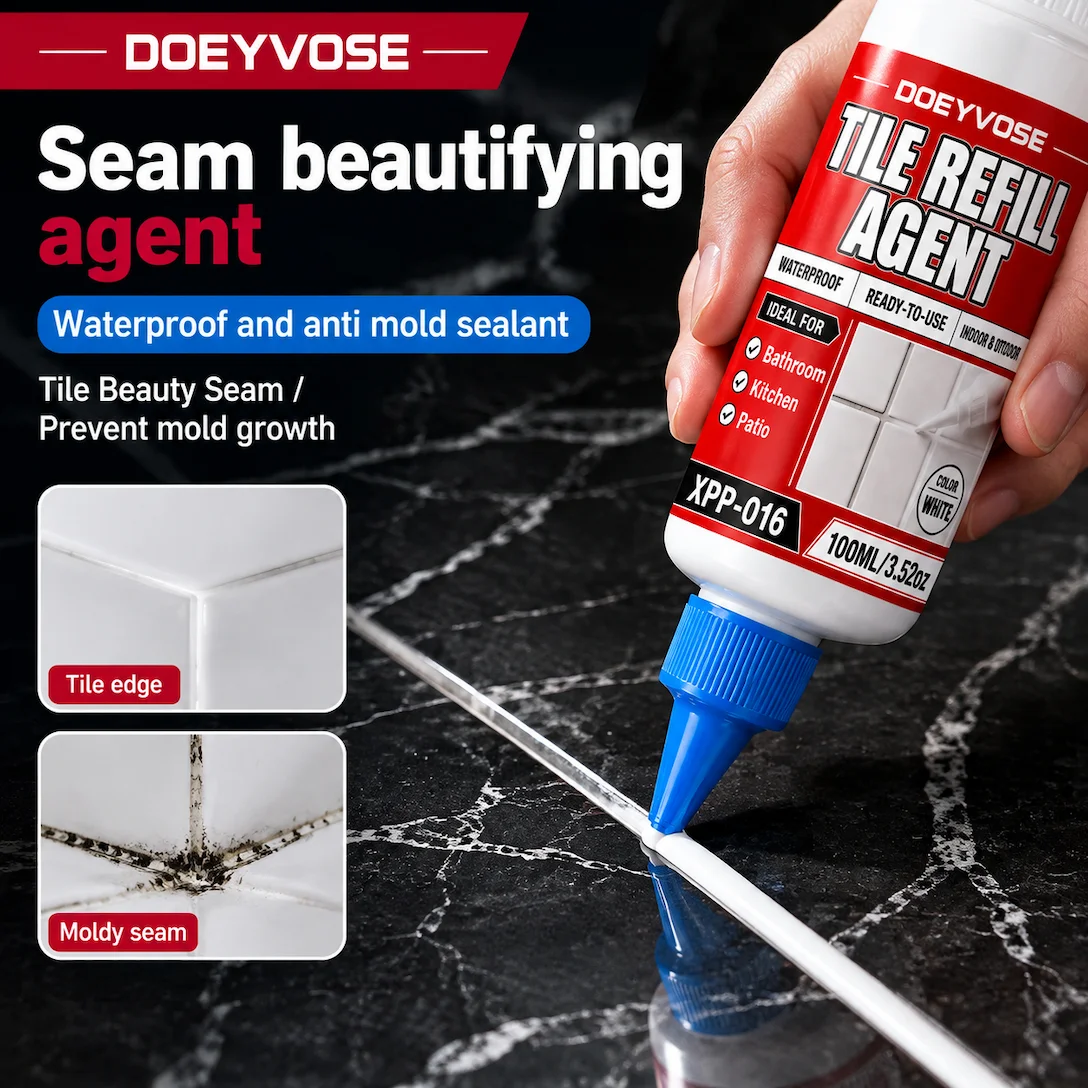 Waterproof Tile Seam Repair Agent 150ml White Anti-Mildew Gap Filler Grout Sealant for Porcelain Wall Floor Tiles