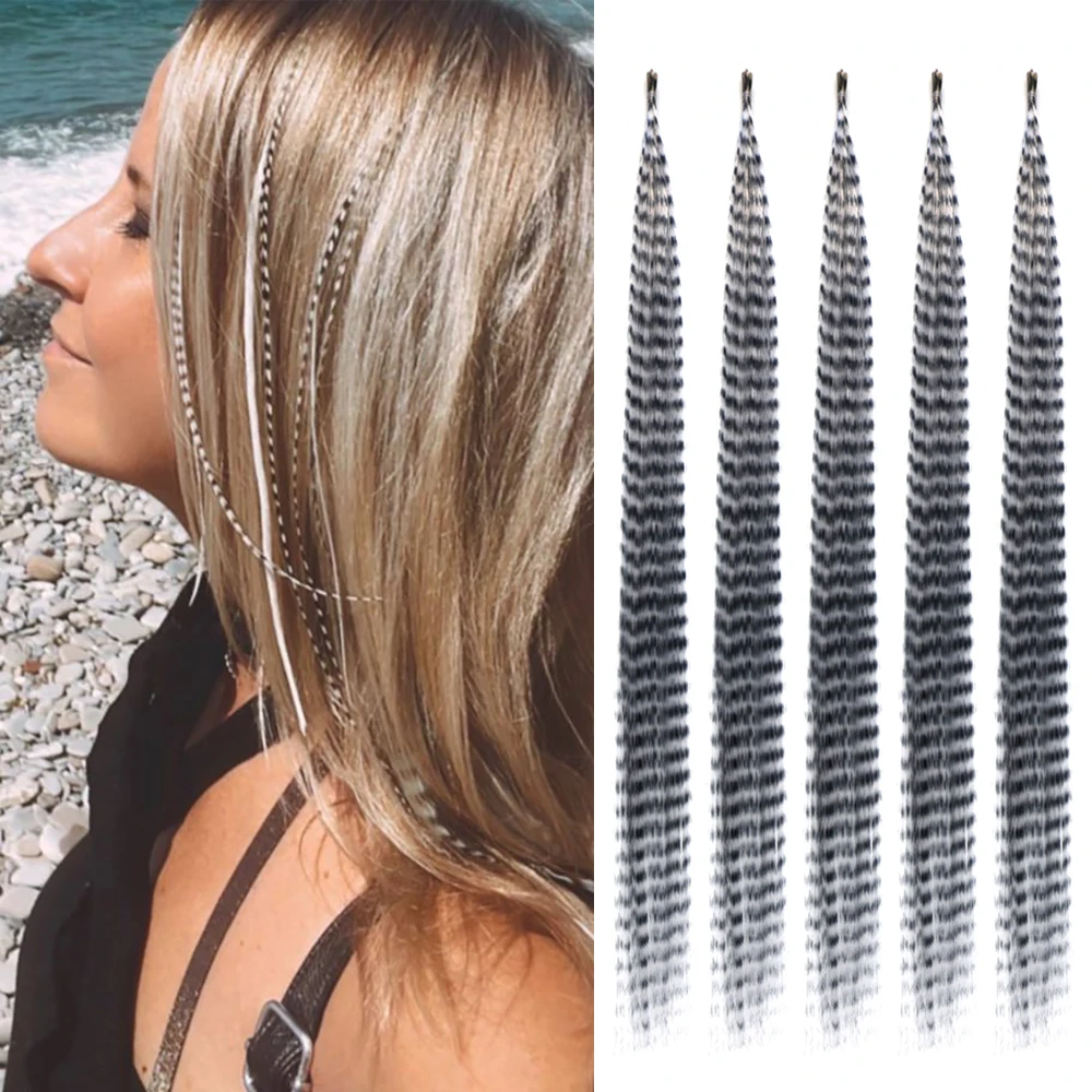 50 جذور 16 بوصة I-Tip وصلة شعر ريشة ملونة، ألياف صناعية مستقيمة، لمهرجان الموسيقى الكرنفالية، حفلة عيد الميلاد #1