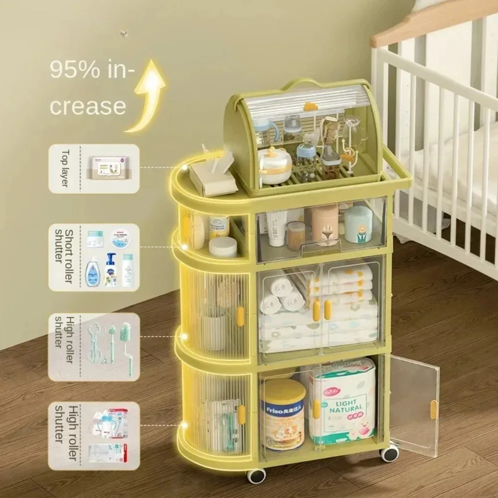 Folding Baby Storage Rack Simple Trolley Snack Toy Trolley Landing Auxiliary Cart Sundries Organizer Shelving and Storage Racks