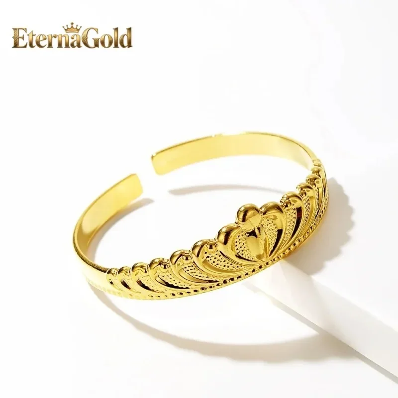 EternaGold 9999 genuine  24K genuine  high-end crown bracelet with adjustable opening  bracelet and  jewelry acc