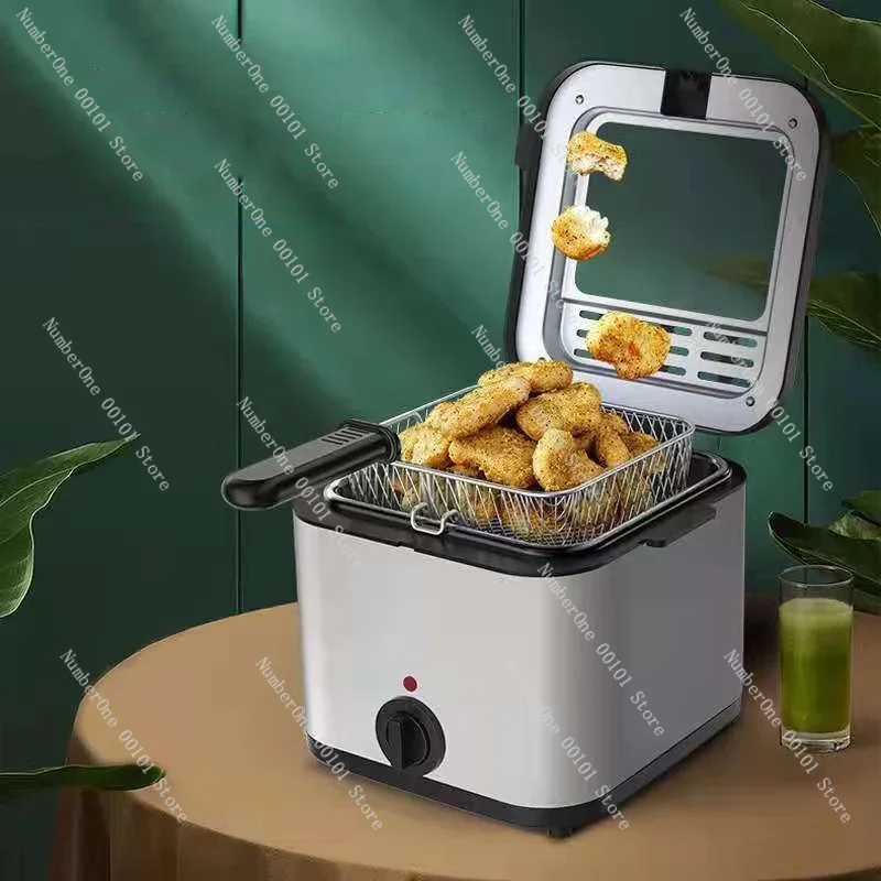 French Fries Machine You Tiao Machine 2.5L Household Stainless Steel Fryer 220V/1000W Integrated Self-heating Electric Fryer