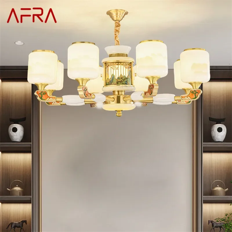 

AFRA Contemporary Luxury Brass Pendent Lamp Chinese style Living Room Dining Room Bedroom Villa Hotel Sample Room Chandelier