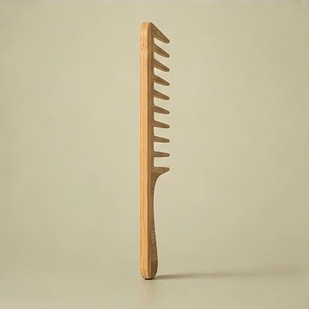 2Pcs Wide Tooth Bamboo Comb Large Teeth Detangles Without Damage Vintage Styling Comb for Retro Hair Travel Friendly