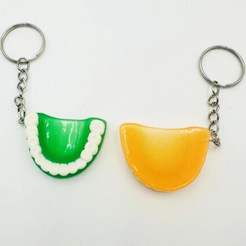 60Pcs Teeth KeyChain Creative Simulation of Denture Key Chain For Women Man KeyRing with Pendant Gifts