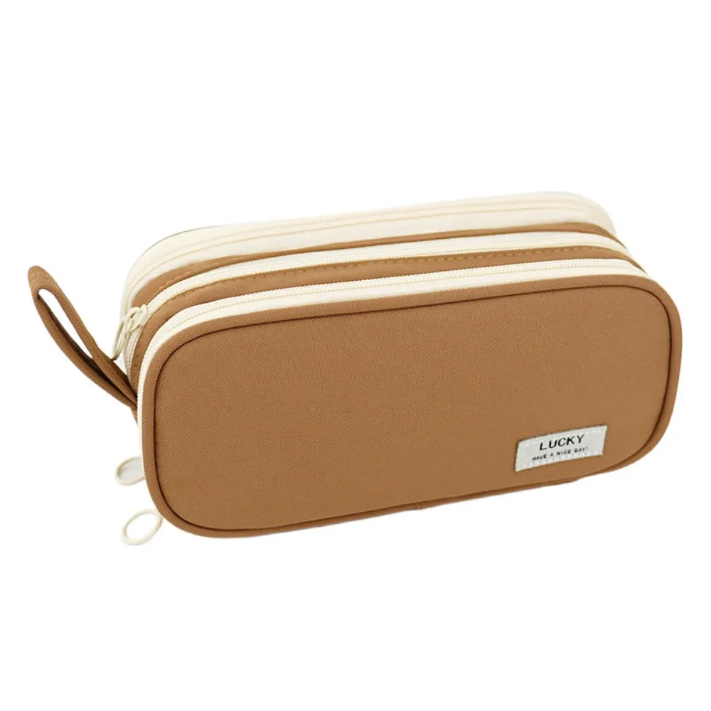 

Simple Solid Color Pen Bag Large Capacity Five-Layer Pencil Case Back To School Gift Portable Stationery Organizer Student