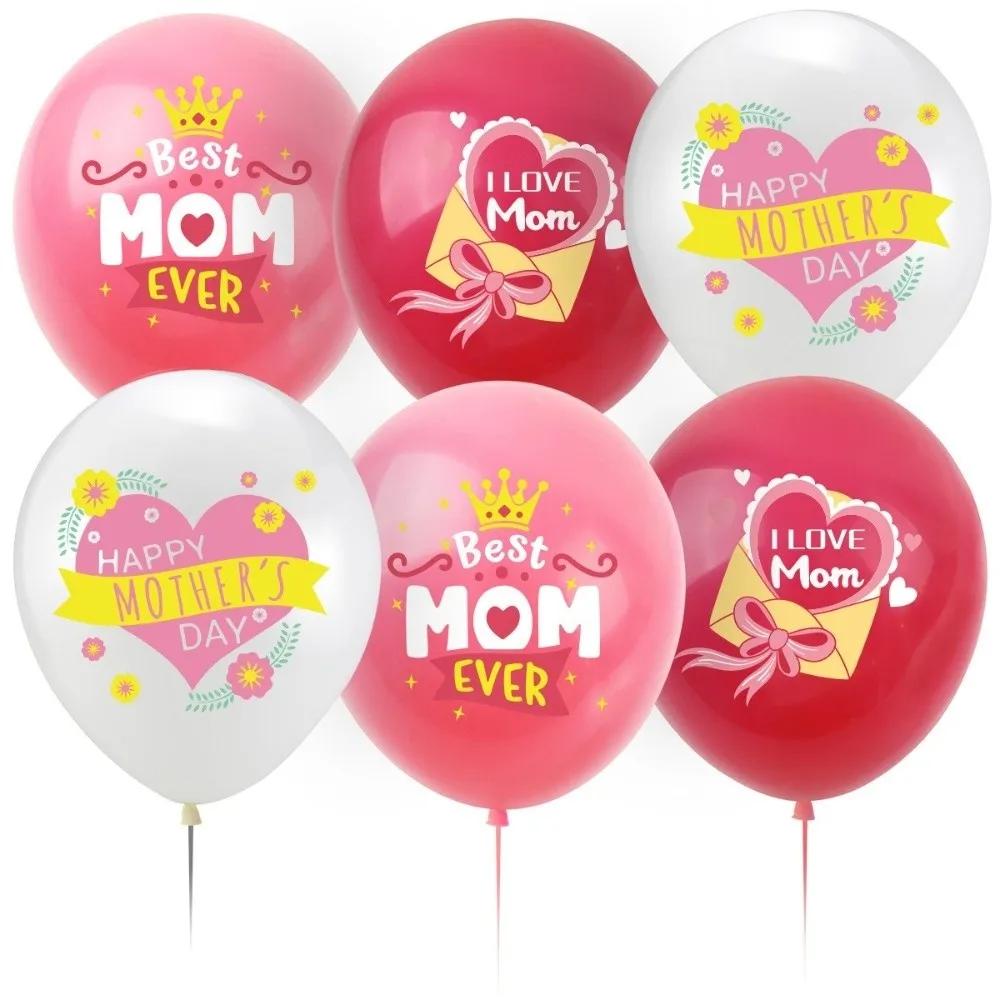 

New Happy Mother's Day Banner Decor Hearts Pattern Pink Hanging Swirls Paper Balloon Holiday Banner Party DIY Decor