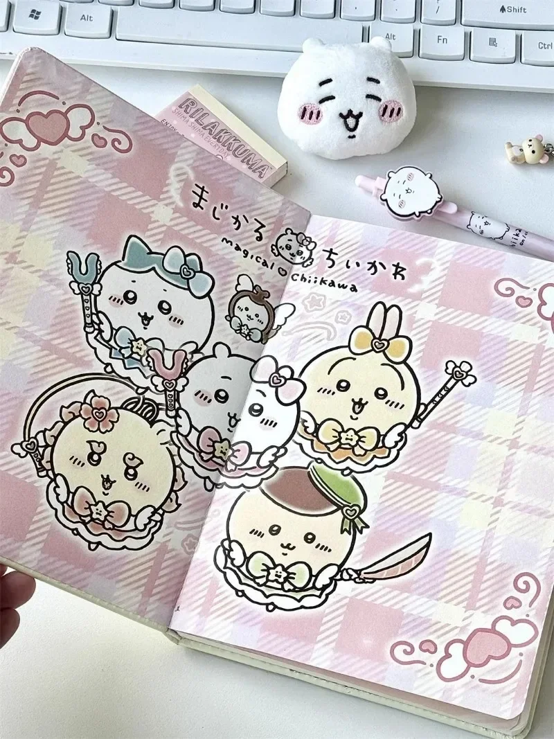 Chiikawa MINISO Anime Kawaii Ins moda A5 cuaderno de cuero lindo dibujos animados páginas de colores libro de contabilidad de mano engrosado regalos para estudiantes