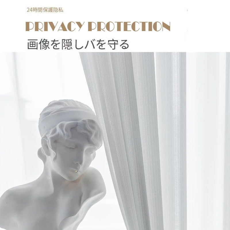 Custom Size!! Korean Style Luxurious White Sheer Curtains for Living Room Window Solid Color Voiles Tulle Curtain for Bedroom