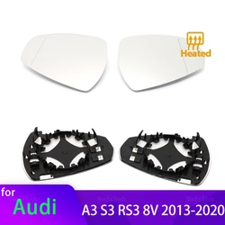 Side Rearview Mirror Heating Glass Heated Mirror Lens For Audi A3 S3 RS3 RS A S 3 2013-20 8V0857535D, 8V0857536D Left or Right