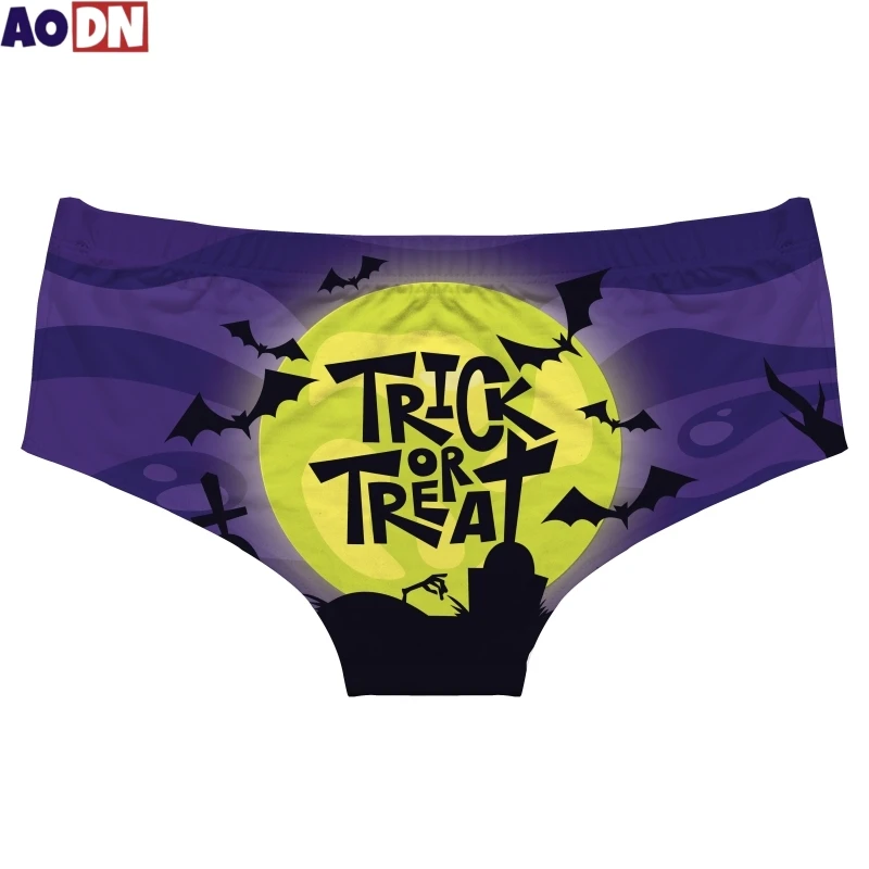 Calzoncillos con estampado de letras de Halloween para mujer, pantalones en T transpirables de seda de leche para mujer, bragas sexis para levantar glúteos, bragas femeninas sin costuras