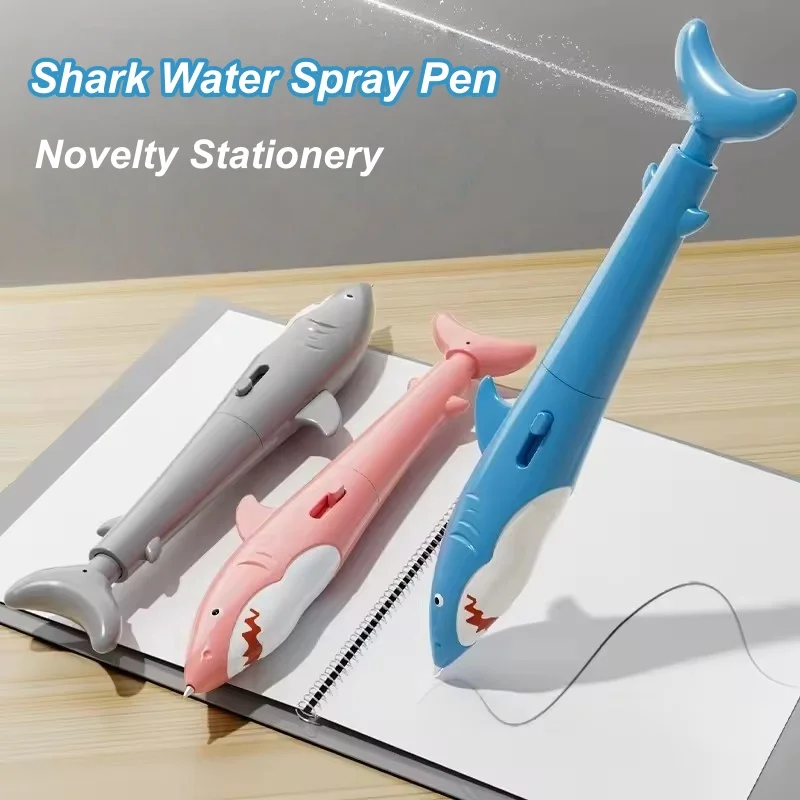 Novelty Shark Water Spray Ballpoint Pen Creative Water Gun Pen Student Writing Pens Toy Gifts Water Pistol Pen Stationery Supply