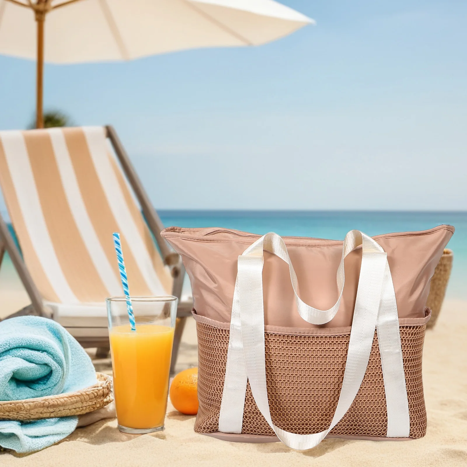 1pc Swimming Gym Bag Beach Waterproof Pool Bags Women Nylon Large Capacity Tote Mesh Lightweight Sandproof Travel Swimmers Bag