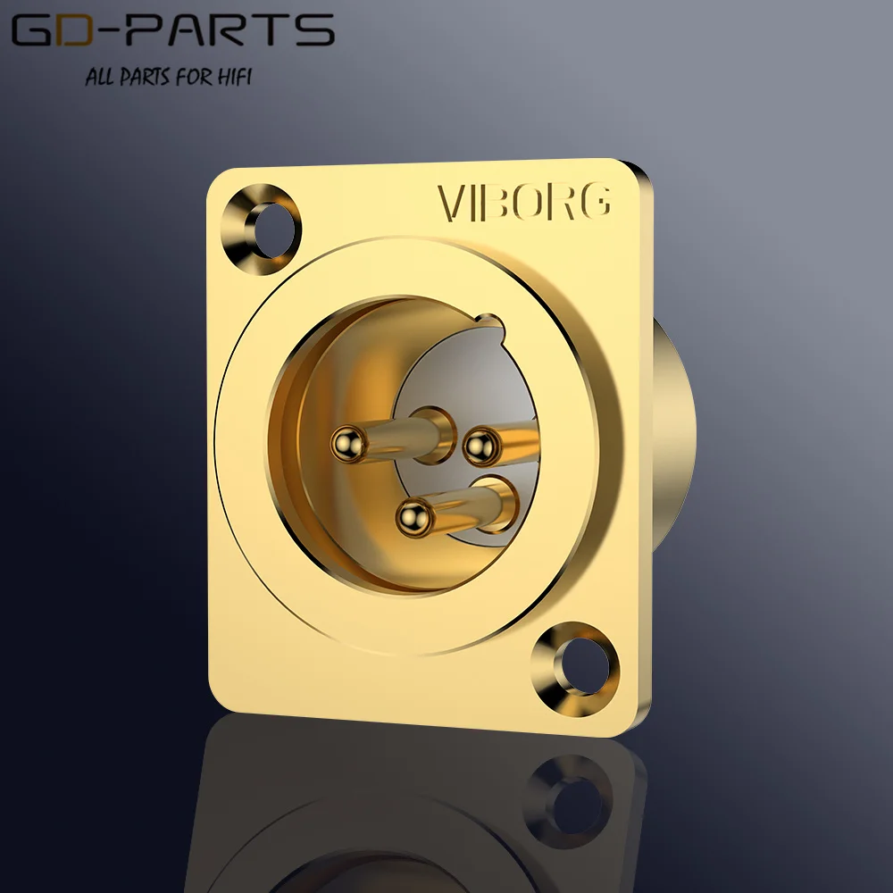 Viborg Emas 24K Berlapis Rhodium Tembaga Murni 3-Pin Laki-laki Perempuan XLR CANNON Plug Soket Keseimbangan Jack Panel Mount Hifi Audio DIY