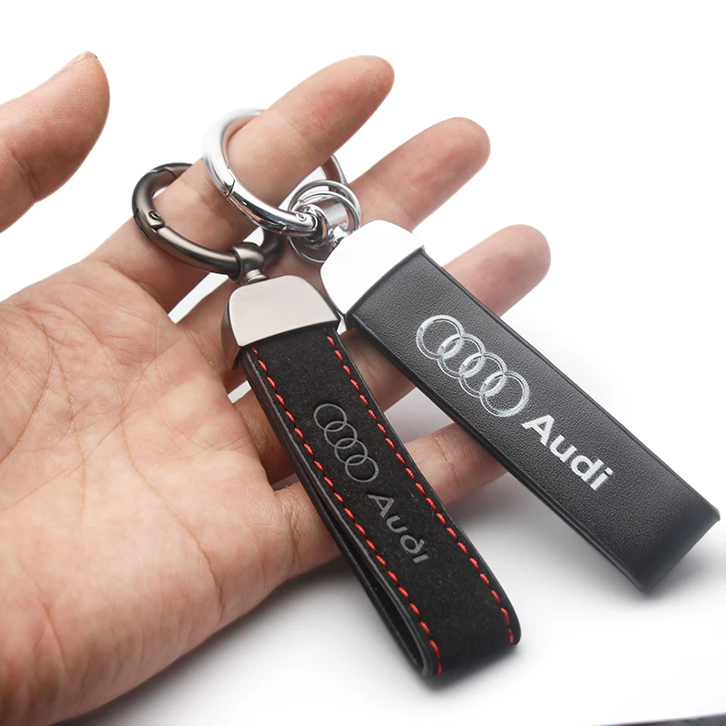 Car Metal Keychain Fashion Creative Leather Key Holder Key Case Ring For A4 B5 B6 A3 8P 8V 8L A5 A6 C6 C5 A1 A7 A8 Q2 Q3 TT