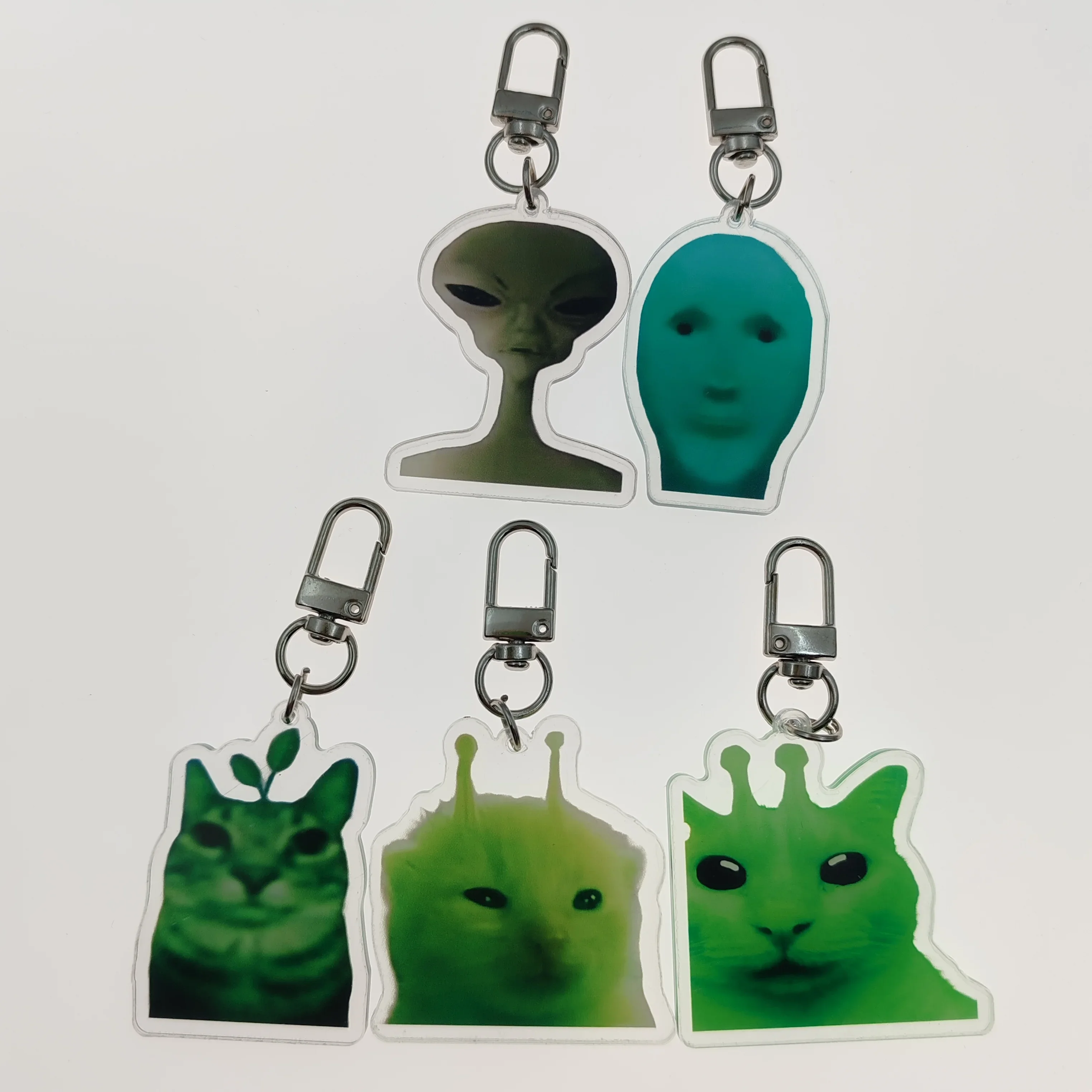 

молния zap zap zip zip, чужой кот мем, брелок с изображением инопланетянина, милый брелок Green Alien Cat Fun, подвеска на рюкзак