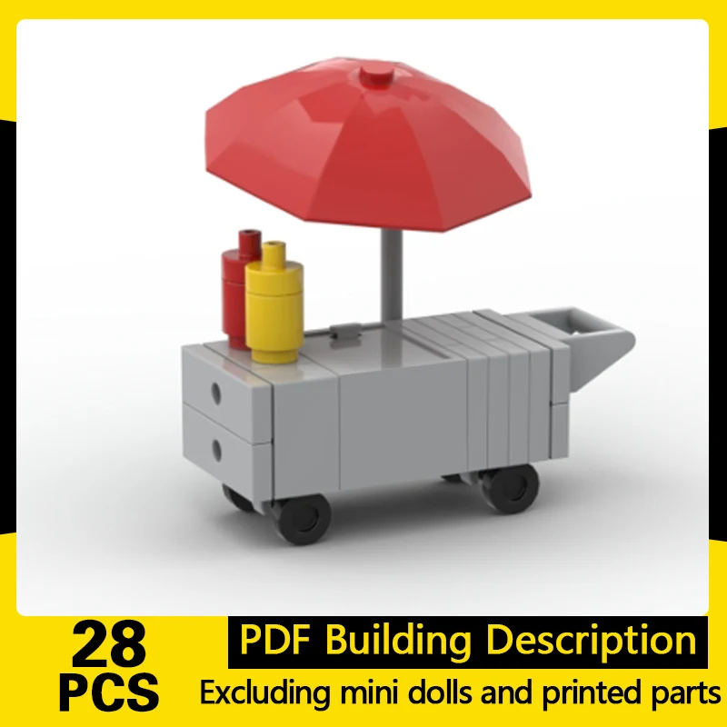 

City Street View Model MOC Building Bricks Small Hot Dog Cart Modular Technology Gifts Holiday Assemble Children Toys Suit