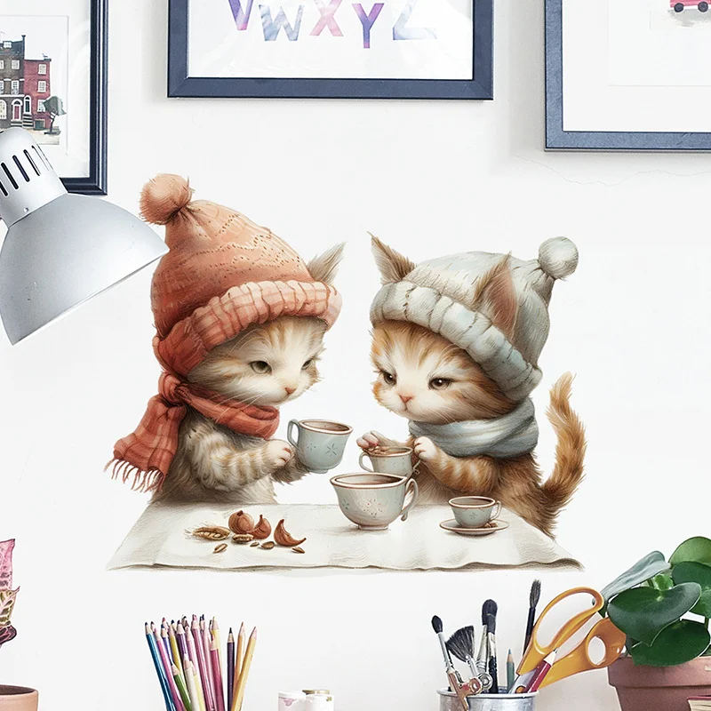 

Garden Wall Sticker For Children Cute Cat Toilet Lid Room Decor Stickers Home Decoration Accessories Self-Adhesive Wallpaper