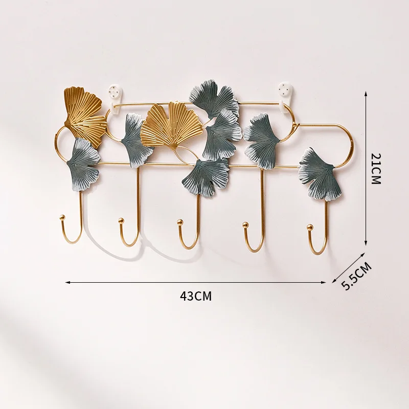 Nordic Style Golden Leaf Hook Creative Coat Cap Hanger Key Organizer Iron Art Wall Hanging Decoration Home Storage Accessories