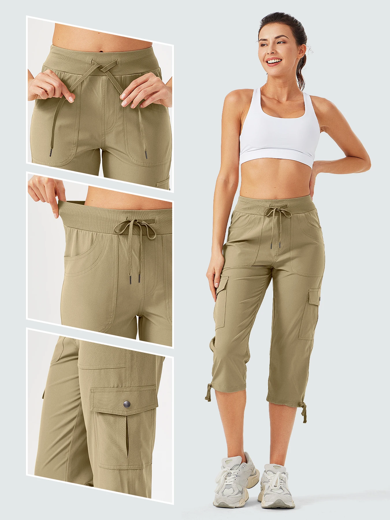 Women's Cargo Capris Hiking Pants Lightweight Quick Dry Outdoor Athletic Travel Casual Loose Comfy Cute Pockets images - 6