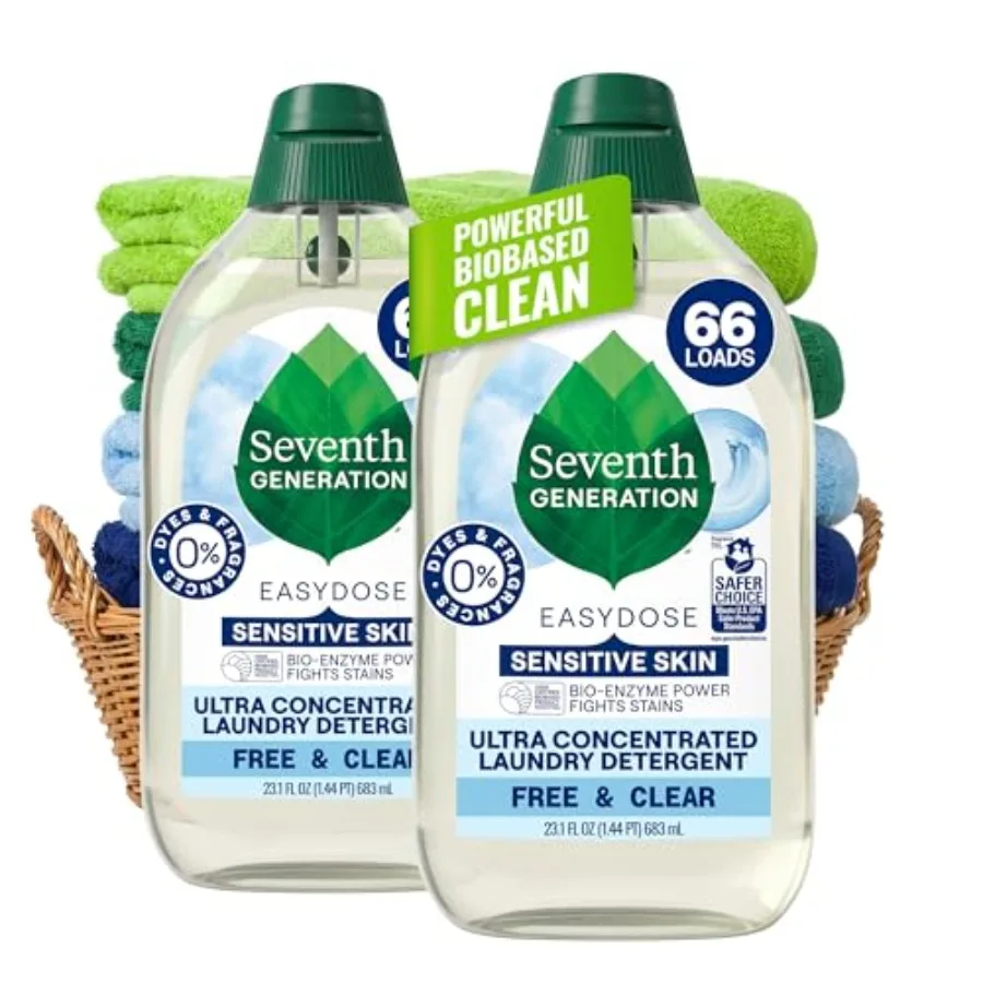 

Seventh Generation Laundry Detergent, Ultra Concentrated EasyDose, Free Clear, 23.1 Fl Oz Pack of 2 (Packaging May Vary)