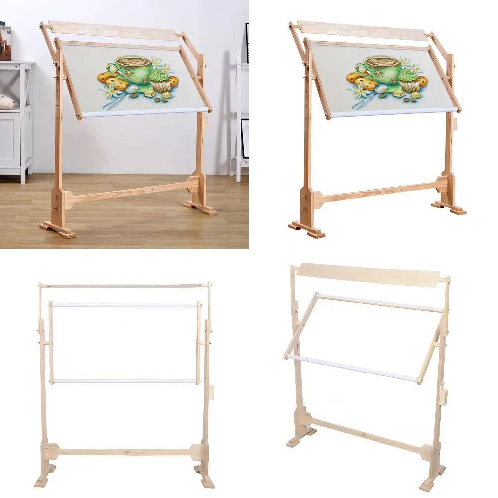 

New Vertical Needlework Adjustable Solid Wood Embroidery Stand Wooden Frame Cross Stitch Floor Stand Rack Hoop DIY