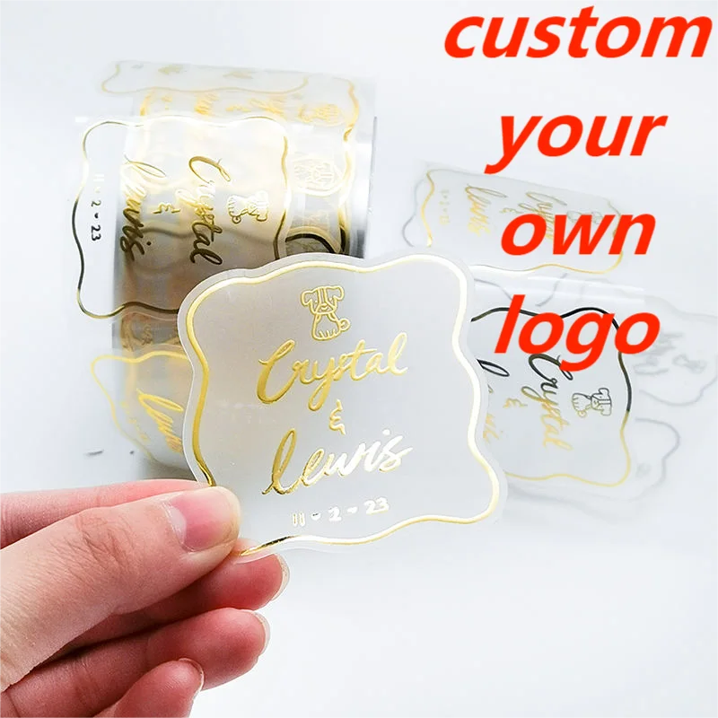 Personalized Custom Logo Stickers 100pcs/Lot  Clear Transparent Gold Foil Silver Wedding Stickers Business Logo Stickers