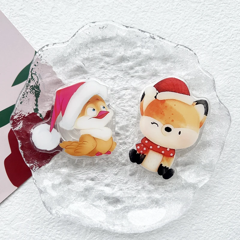 Iimage-Support de téléphone portable pliable, poignée de prise de dessin animé, mignon Aanimals Tok, support mobile, cadeau de Noël, 16 Pro Max