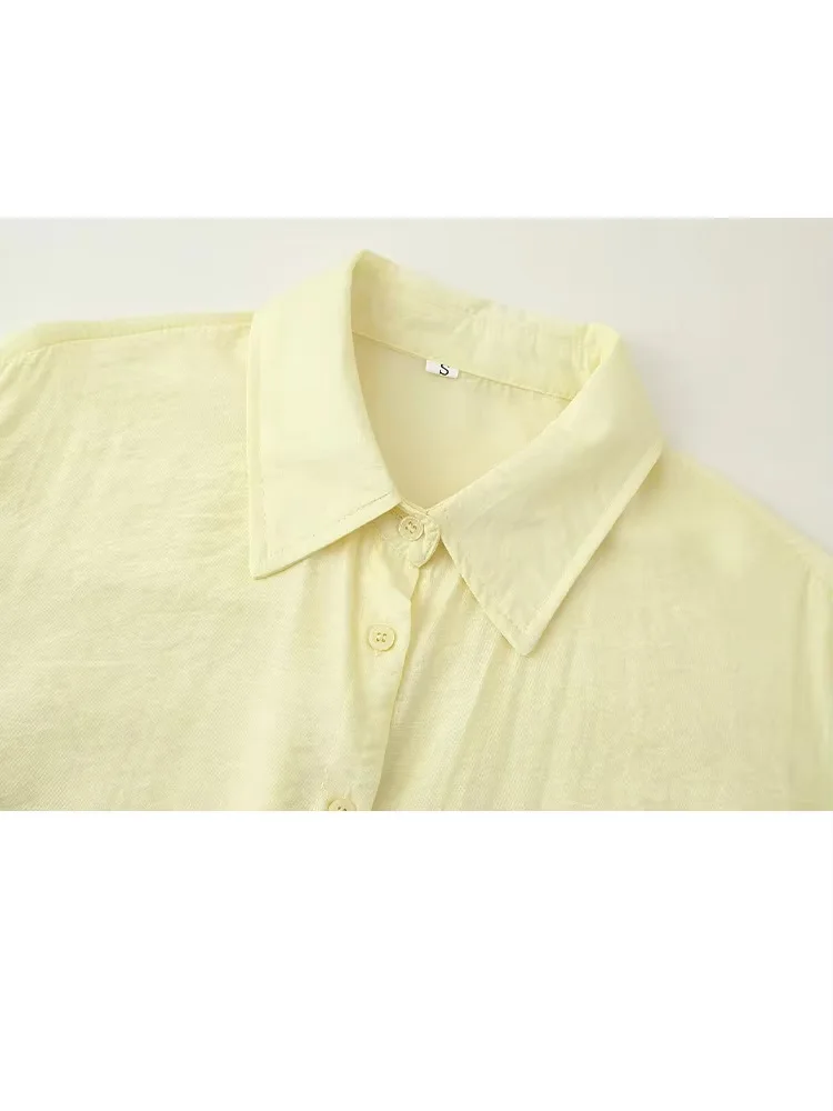 HH أطقم نسائية ضيقة على الموضة ذات طية صدر السترة الصفراء وأكمام طويلة قمصان واحدة الصدر + شورت صيفي عالي الخصر بدلات نسائية أنيقة